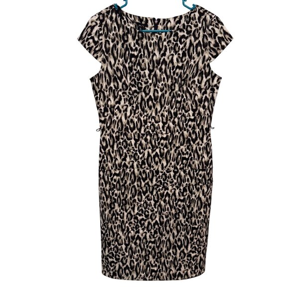 Alyx Womens Animal Print Dress Size 10 Black & Beige - Picture 1 of 7